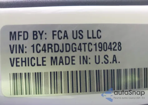 2026 Dodge Durango Gt Awd from USA, damaged, VIN 1C4RDJDG4TC190428